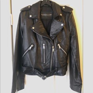 Bagatelle Genuine Leather Belted Moto Jacket
